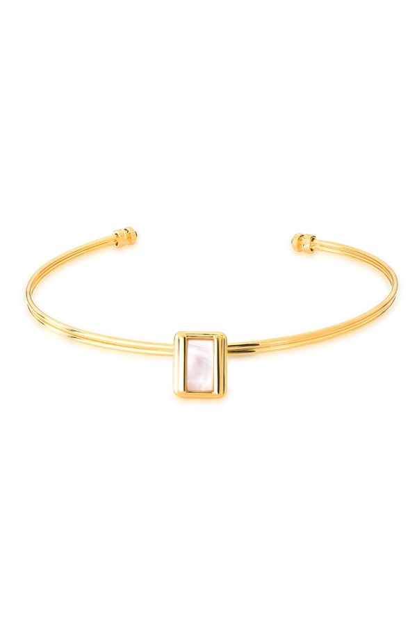 Colar Choker Legado - Madrepérola e Obsidiana Preta - Coleção Tempoesia Banho: Folheado a Ouro