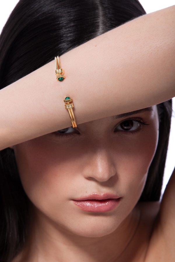 Pulseira Legado - Jaspe Telha e Malaquita - Coleção Tempoesia Banho: Folheado a Ouro - Image 3