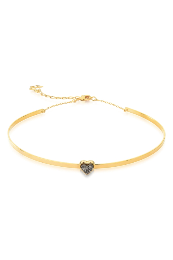 Colar Choker Petit Amour - Drusa Metalizada - Coleção Flor e Ser Amor Banho: Folheado a Ouro
