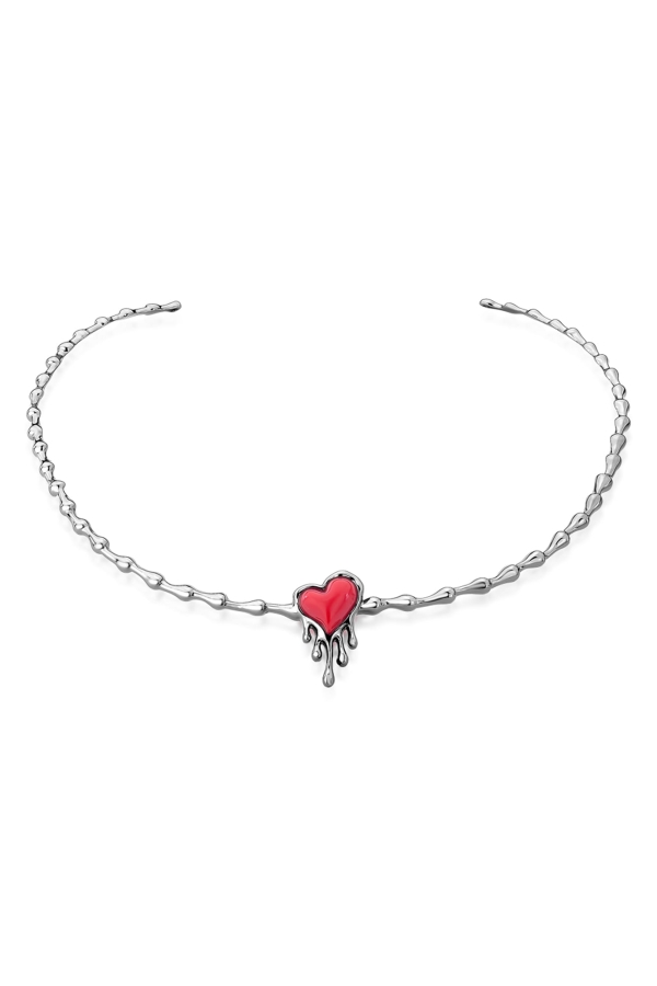 Colar Choker Fervor- Resina Vermelha - Coleção Flor e Ser Amor Banho: Ródio Negro