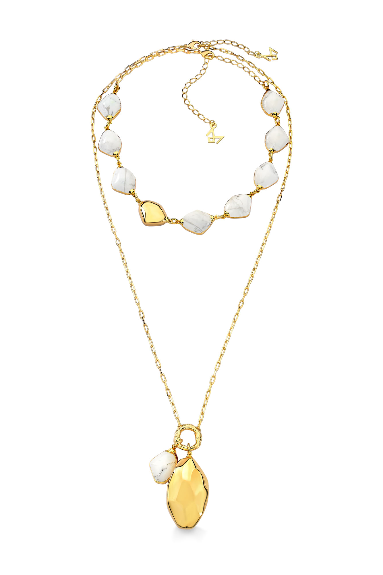 Colar Delírio - Haulita Branca - Coleção Alma Banho: Folheado a Ouro