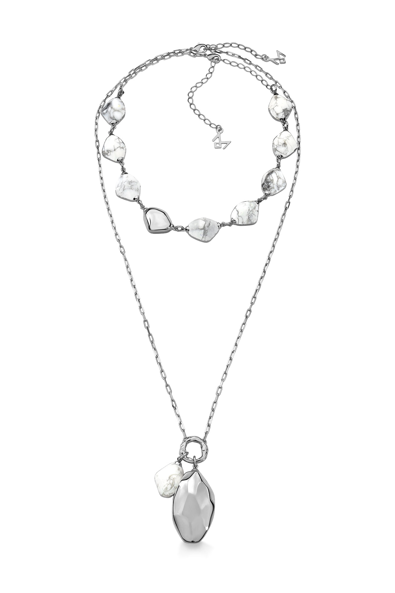 Colar Delírio - Haulita Branca - Coleção Alma Banho: Ródio Negro