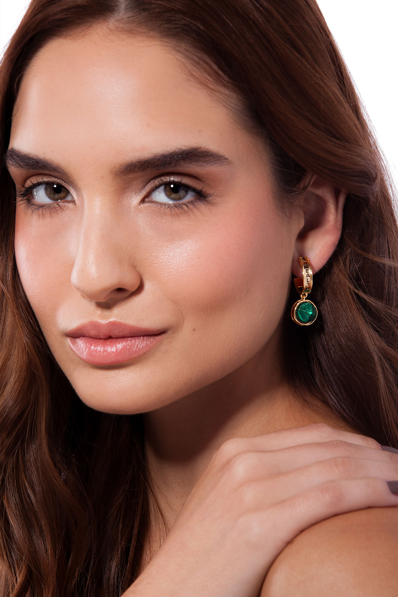 Brinco Health - Malaquita - Coleção Believe Banho: Folheado a Ouro - Imagem 2