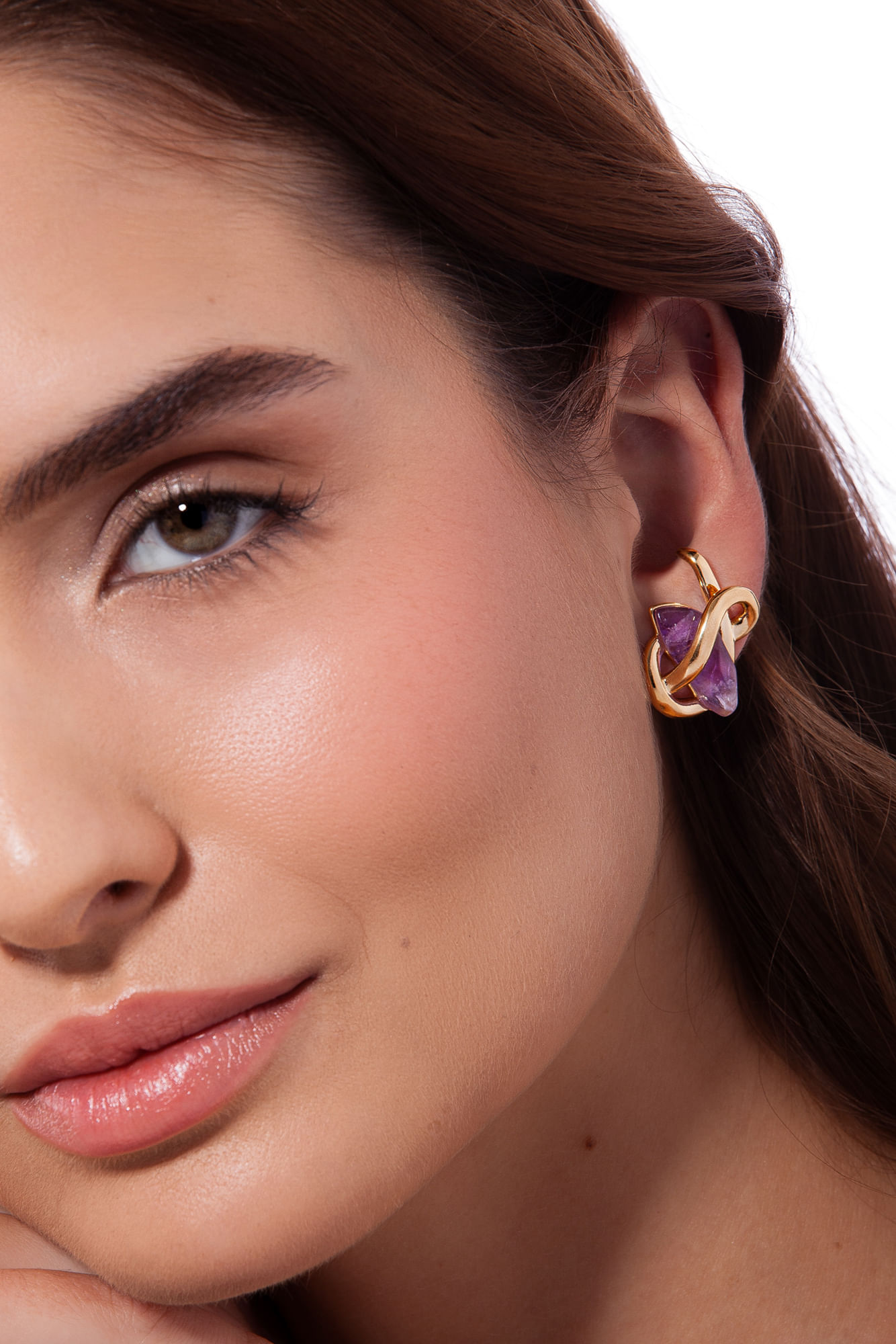 Brinco Reviravolta P - Ametista - Coleção O Mundo dá Voltas Banho: Folheado a Ouro - Imagem 2