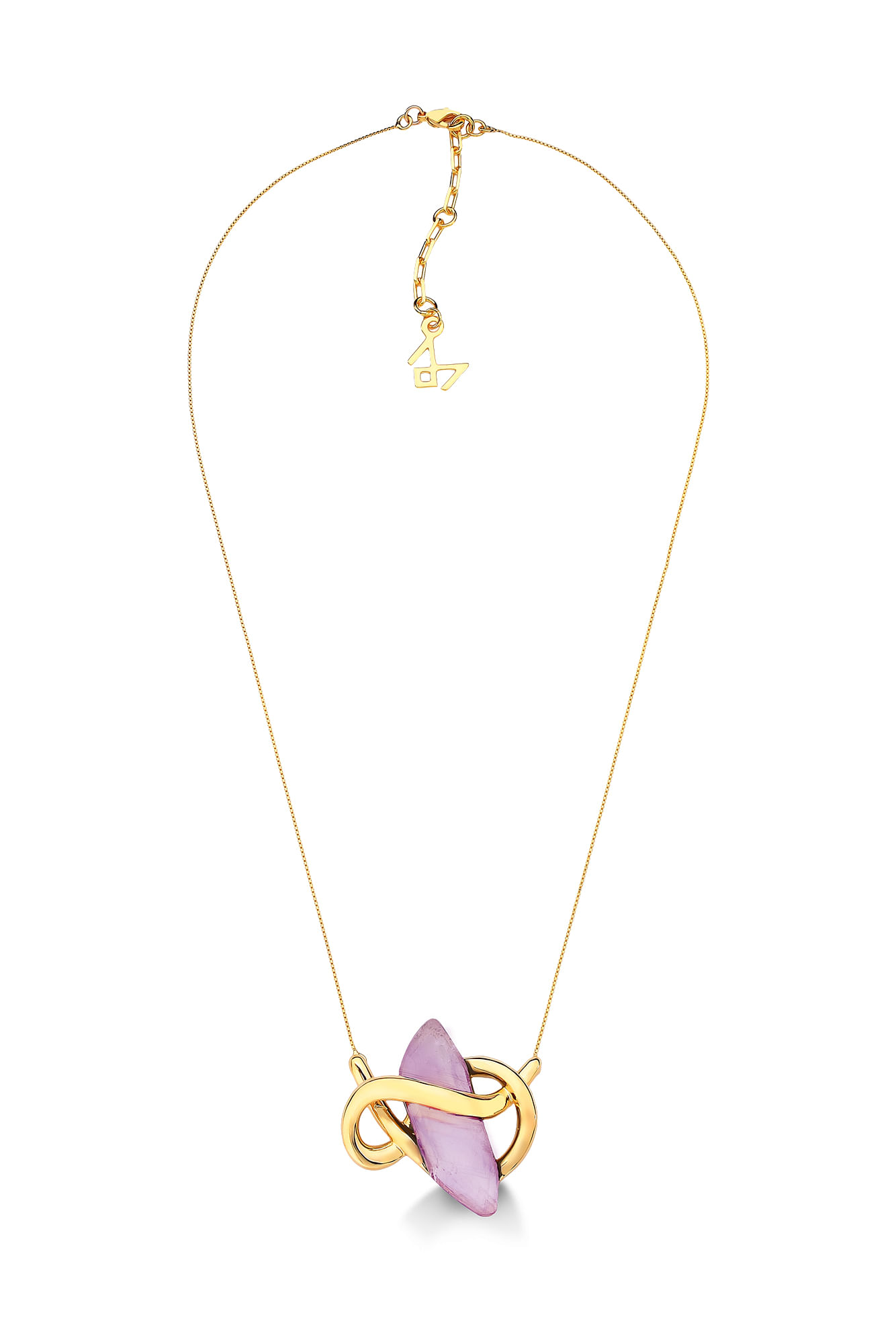 Colar Reviravolta P - Ametista - O Mundo dá Voltas Banho: Folheado a Ouro