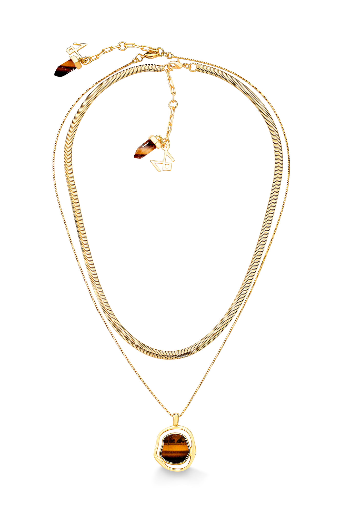 Colar Soleil Baby - Olho de Tigre - Coleção Acquarella Banho: Folheado a Ouro