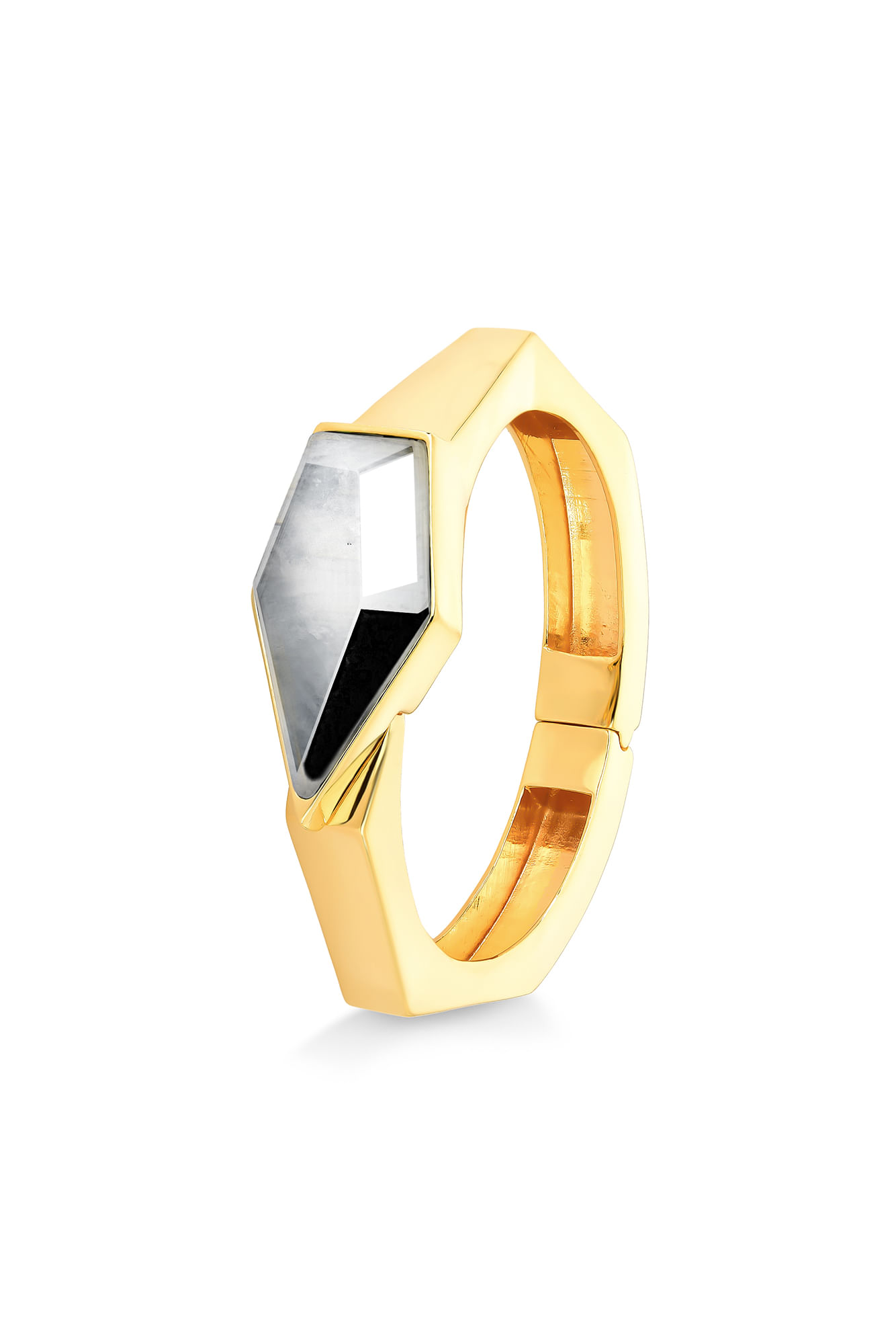 Pulseira Enigma - Ágata Cinza Metalizada - Coleção Enigma Banho: Folheado a Ouro