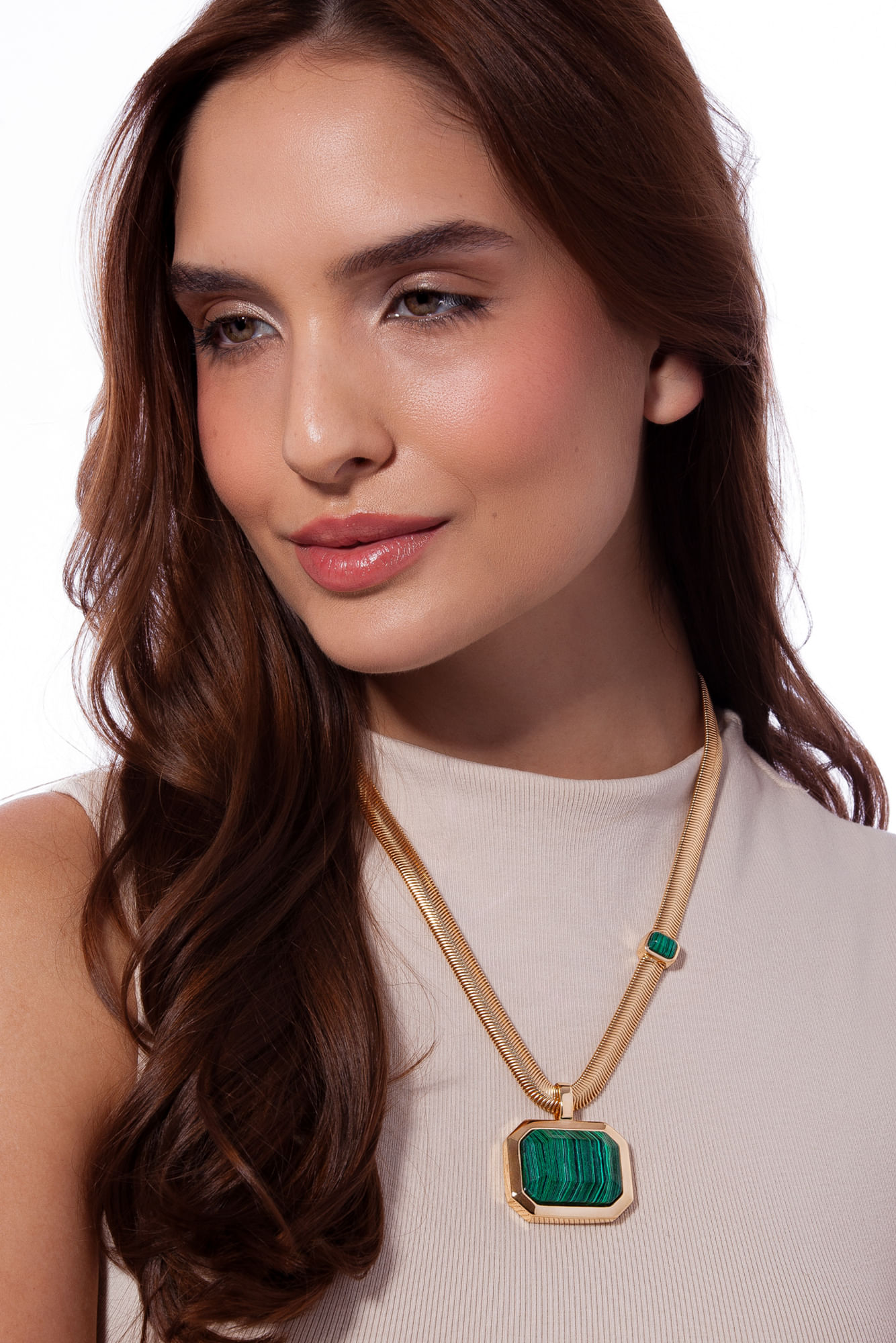 Colar Petrus - Malaquita - Coleção Inéditos Julho Banho: Folheado a Ouro - Imagem 2