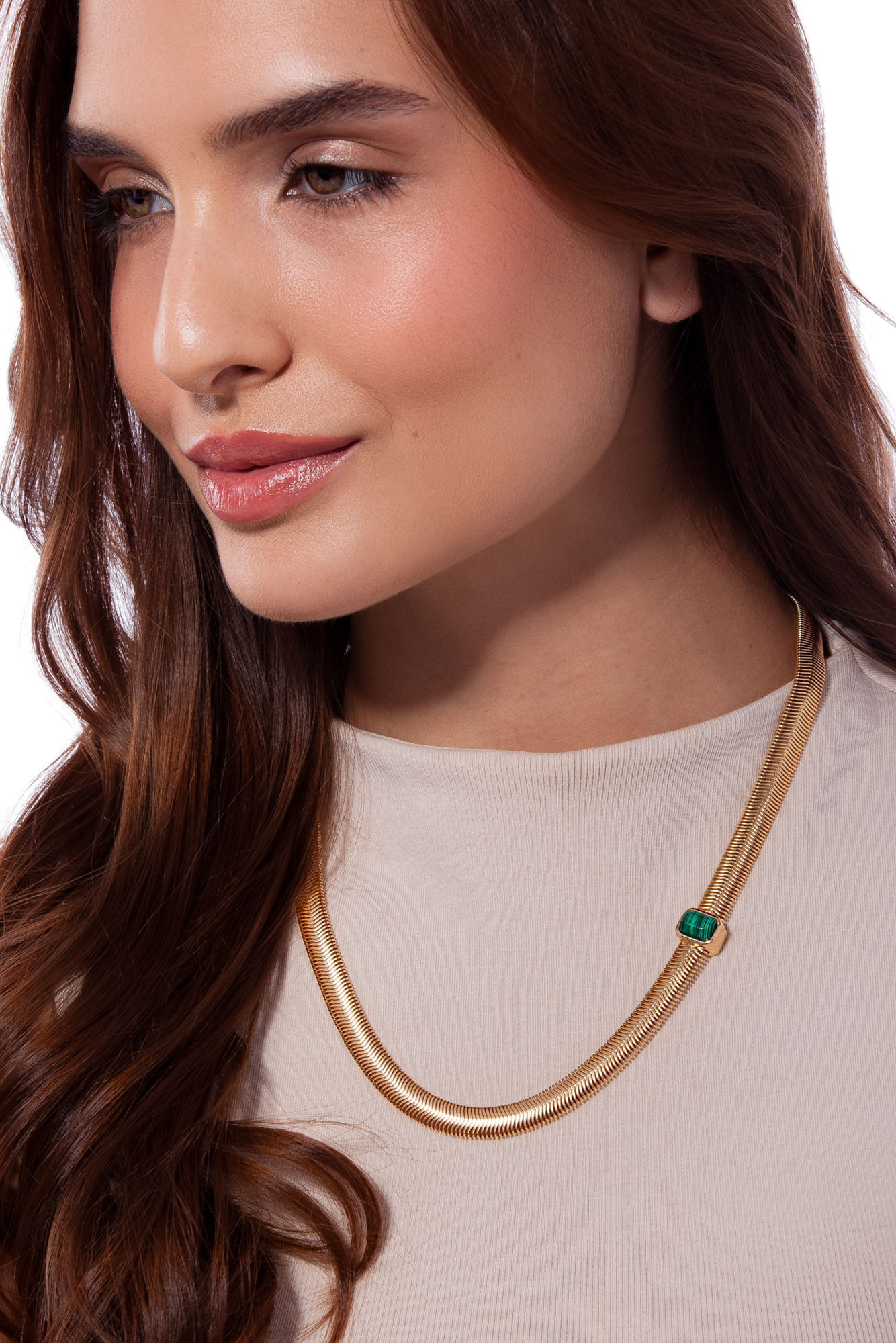 Colar Petrus - Malaquita - Coleção Inéditos Julho Banho: Folheado a Ouro - Imagem 3