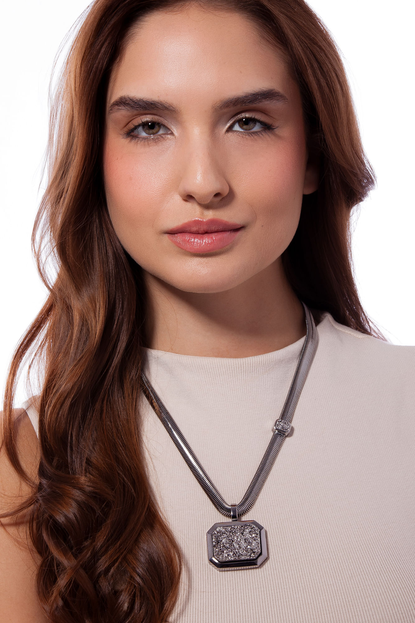 Colar Petrus - Drusa Metalizada - Coleção Inéditos Julho Banho: Ródio Negro - Imagem 2