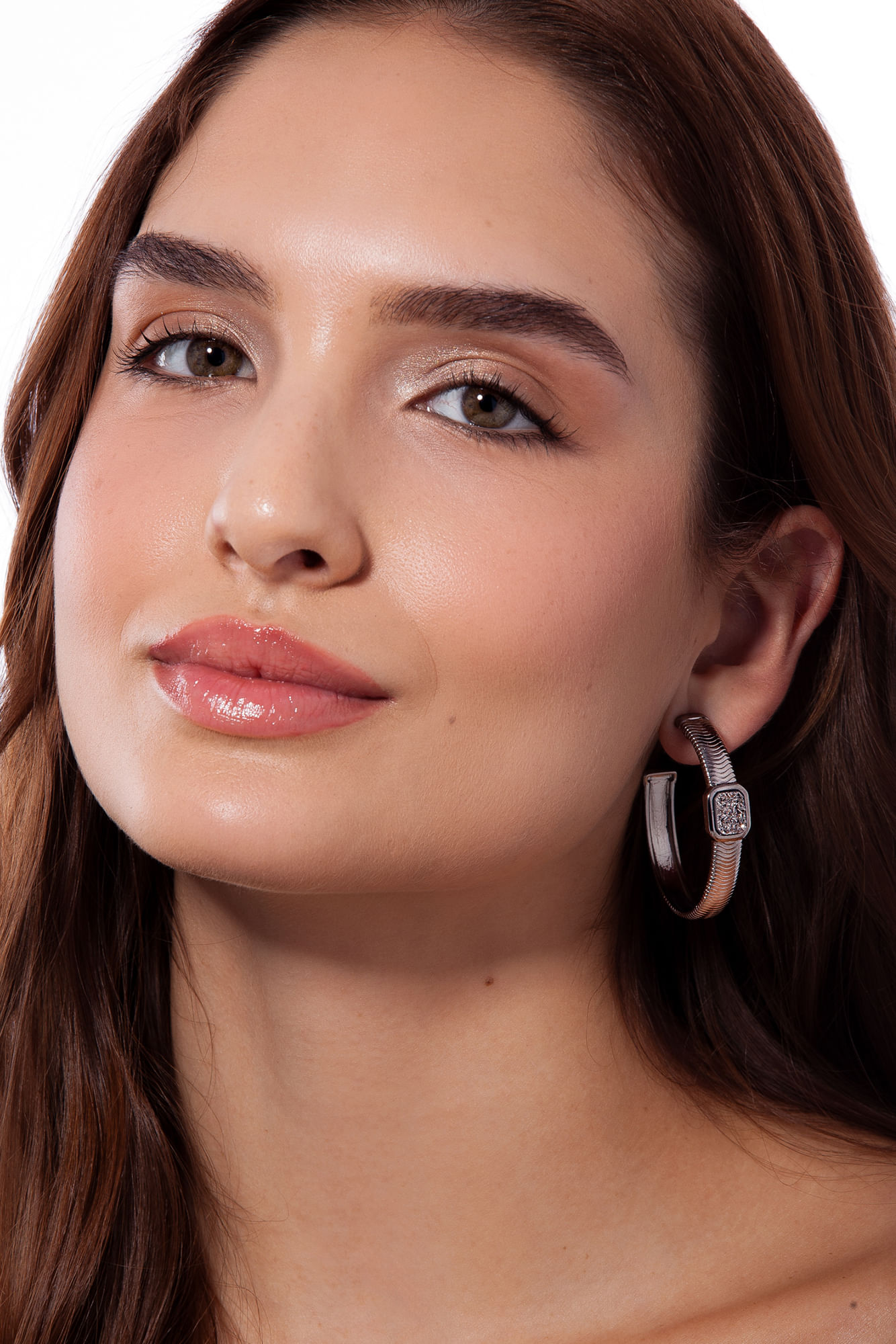 Brinco Hoopetrus - Drusa Metalizada - Coleção Inéditos Julho Banho: Ródio Negro - Imagem 2