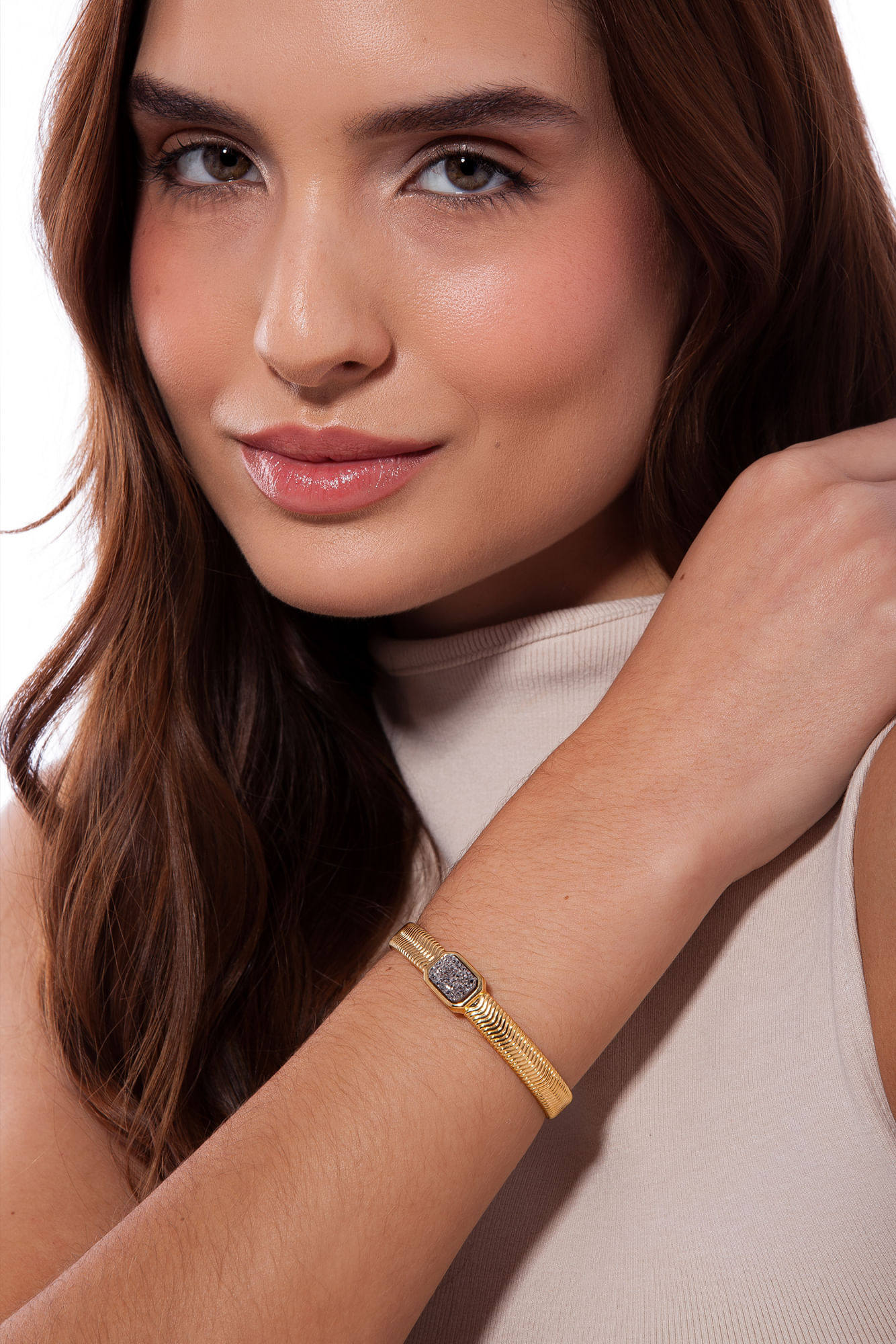 Pulseira Petrus - Drusa Metalizada - Coleção Inéditos Julho Banho: Folheado a Ouro - Imagem 2