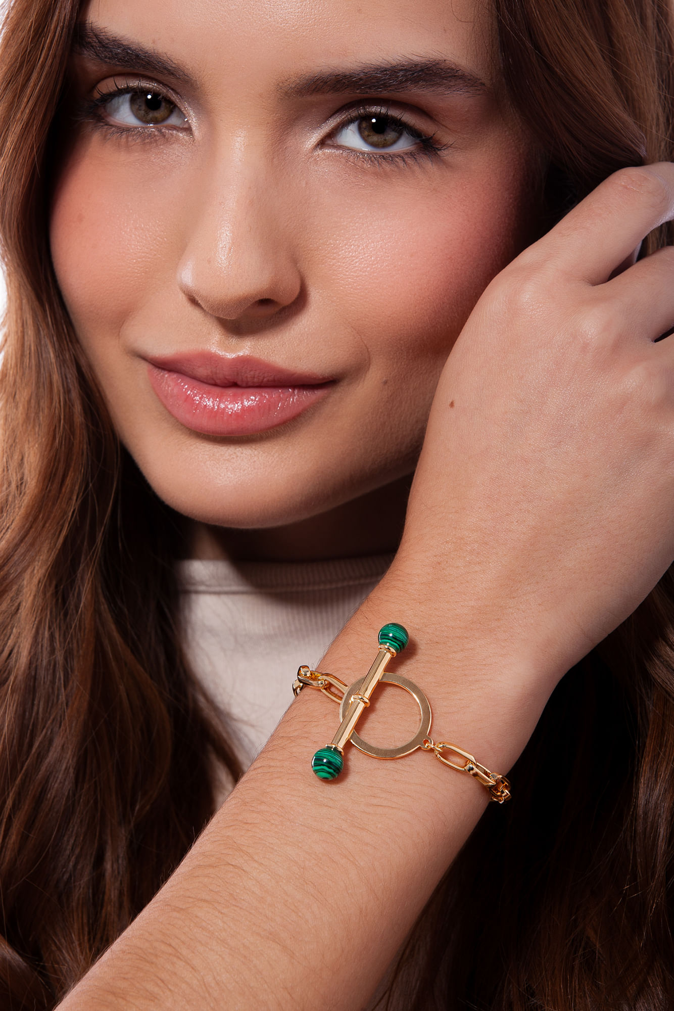 Pusleira Audax - Malaquita - Coleção Inéditos Julho Banho: Folheado a Ouro - Imagem 2