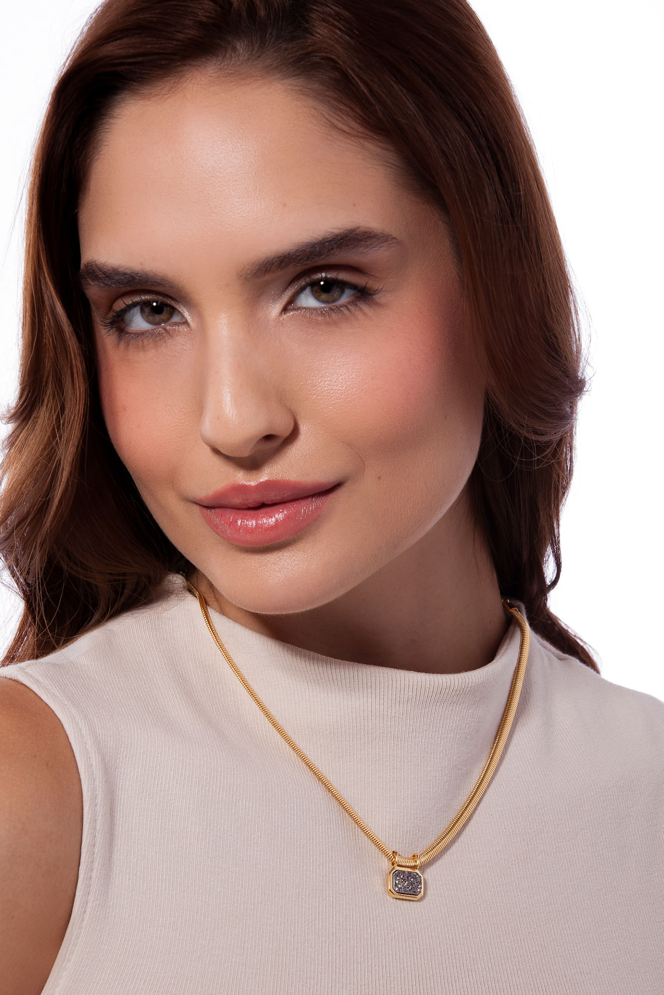 Colar Petrus Petit - Drusa Metalizada - Coleção Inéditos Julho Banho: Folheado a Ouro - Imagem 2