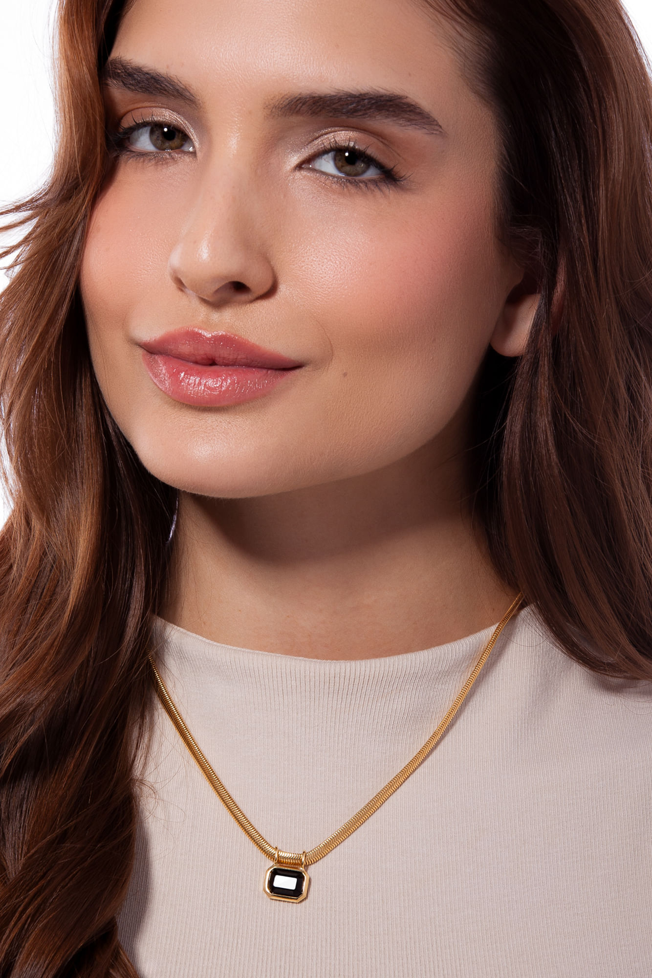 Colar Petrus Petit - Obsidiana Preta - Coleção Inéditos Julho Banho: Folheado a Ouro - Imagem 2