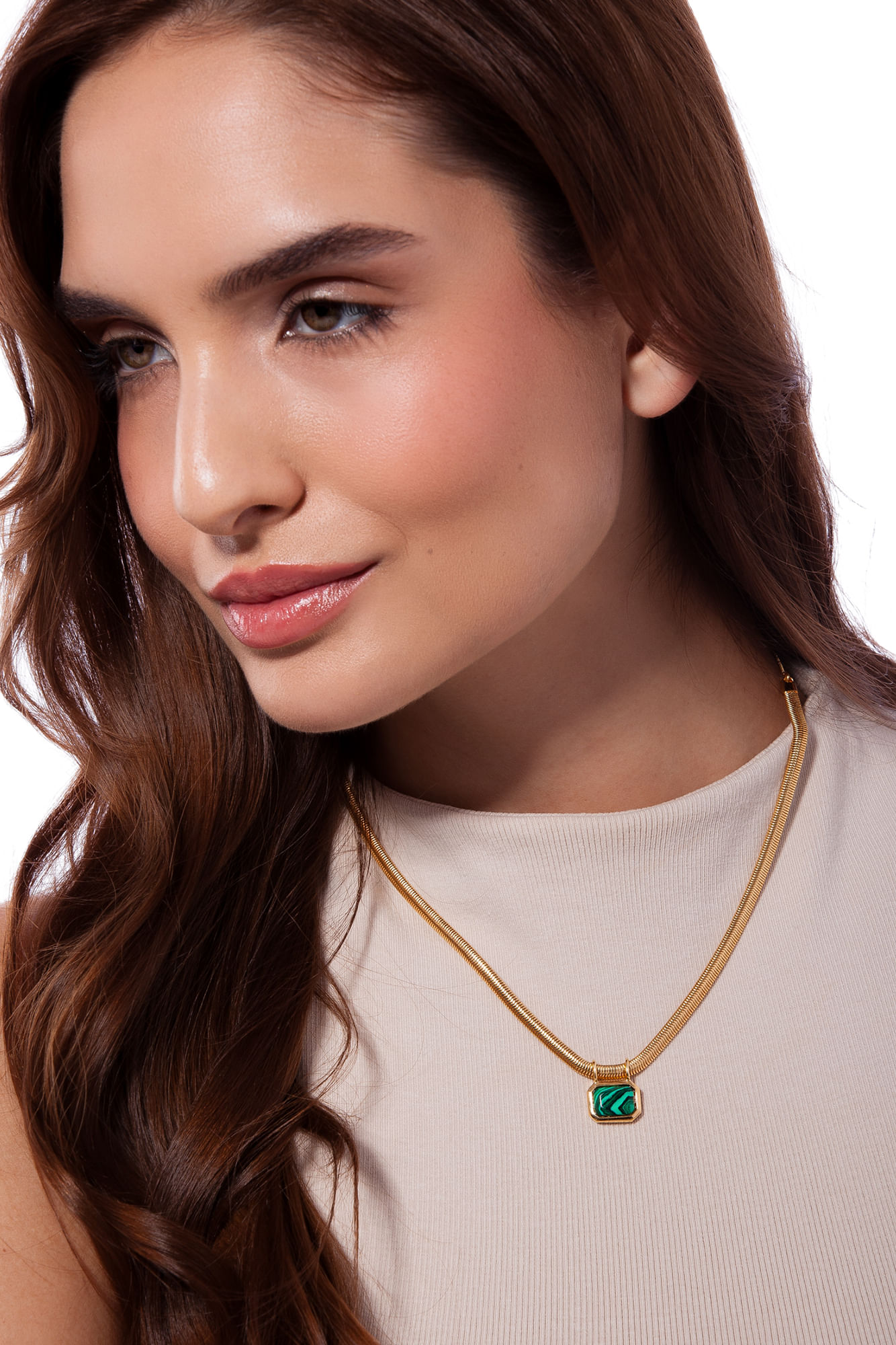 Colar Petrus Petit - Malaquita - Coleção Inéditos Julho Banho: Folheado a Ouro - Imagem 2