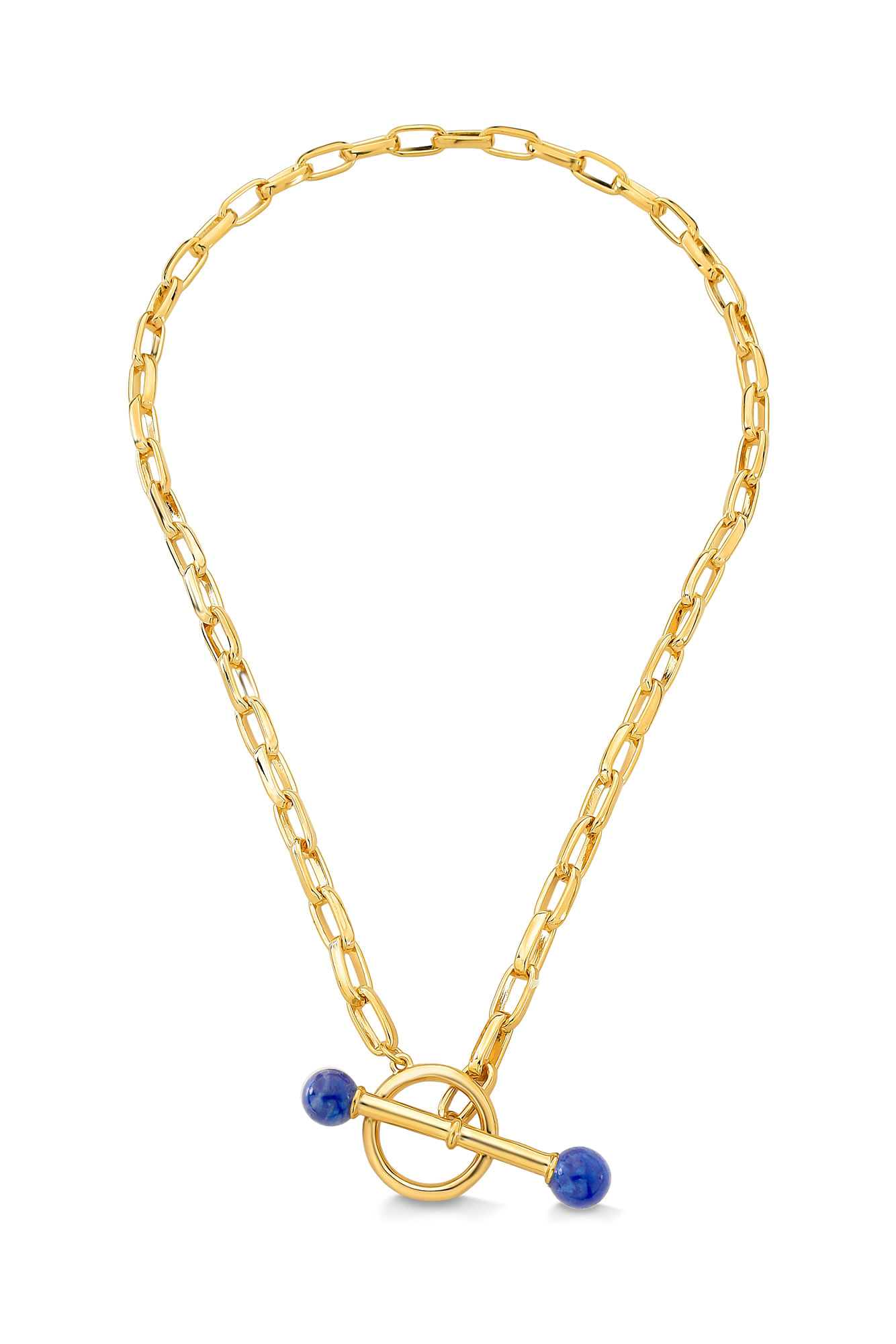 Colar Revés - Quartzo Azul Anil - Coleção Inéditos Julho Banho: Folheado a Ouro