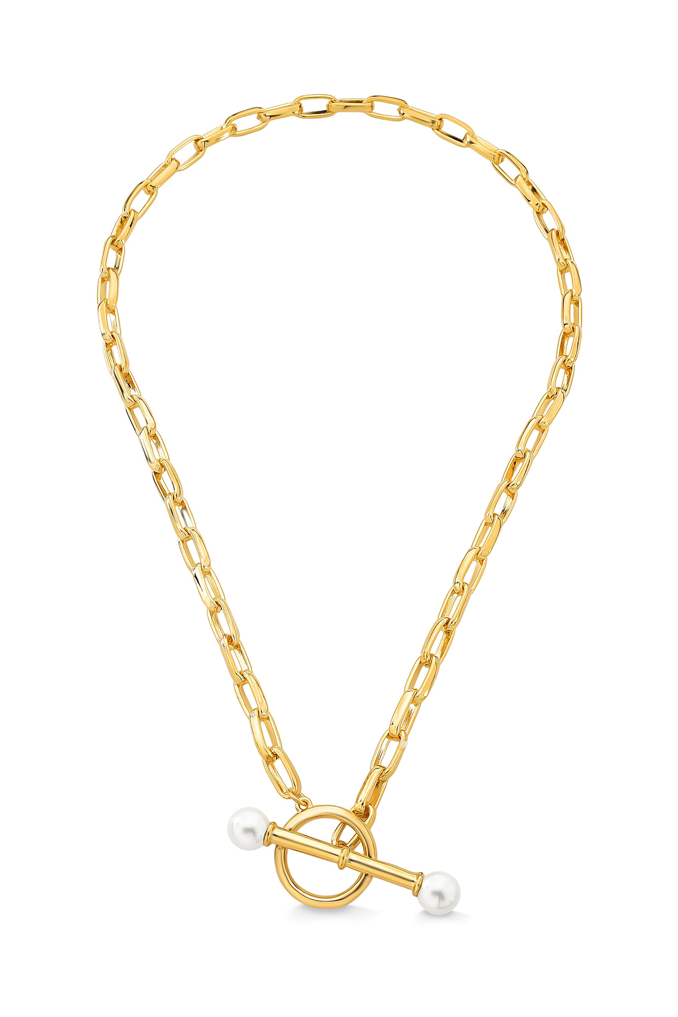 Colar Revés - Pérola - Coleção Inéditos Julho Banho: Folheado a Ouro