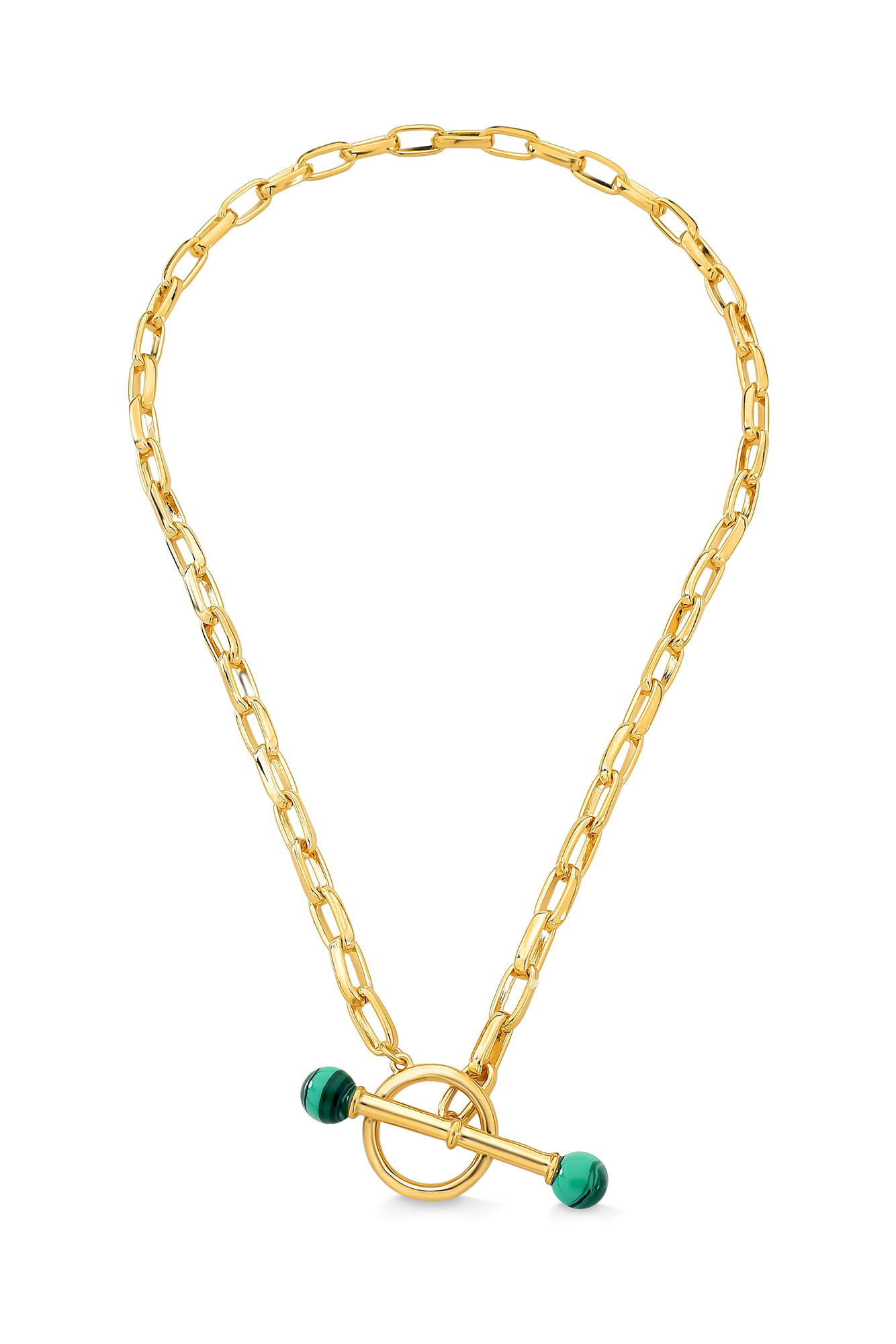 Colar Revés - Malaquita - Coleção Inéditos Julho Banho: Folheado a Ouro