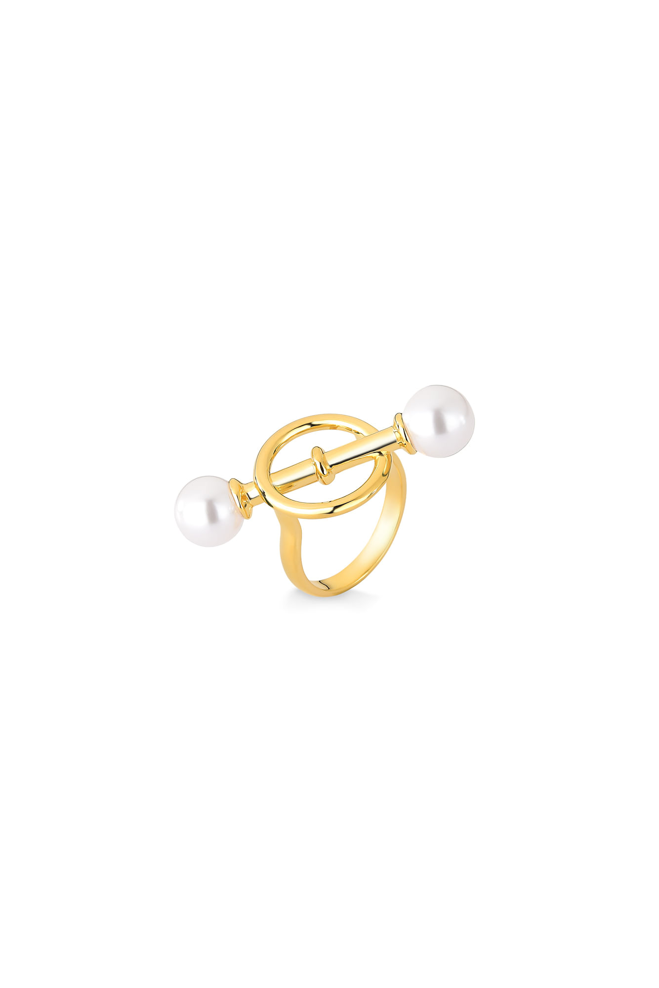Anel Revés - Pérola - Coleção Inéditos Julho Banho: Folheado a Ouro