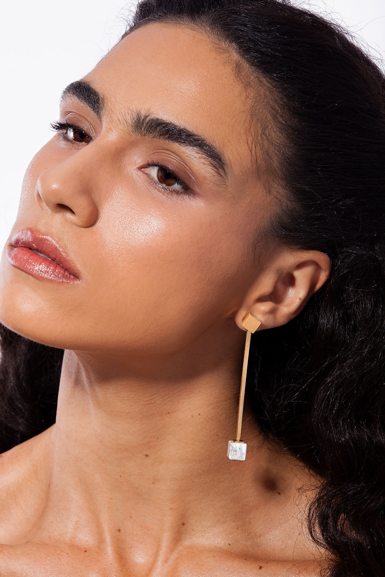 Brinco GL 02 M - Haulita e Obsidiana Preta - Coleção Amor ao Cubo Banho: Folheado a Ouro - Imagem 3